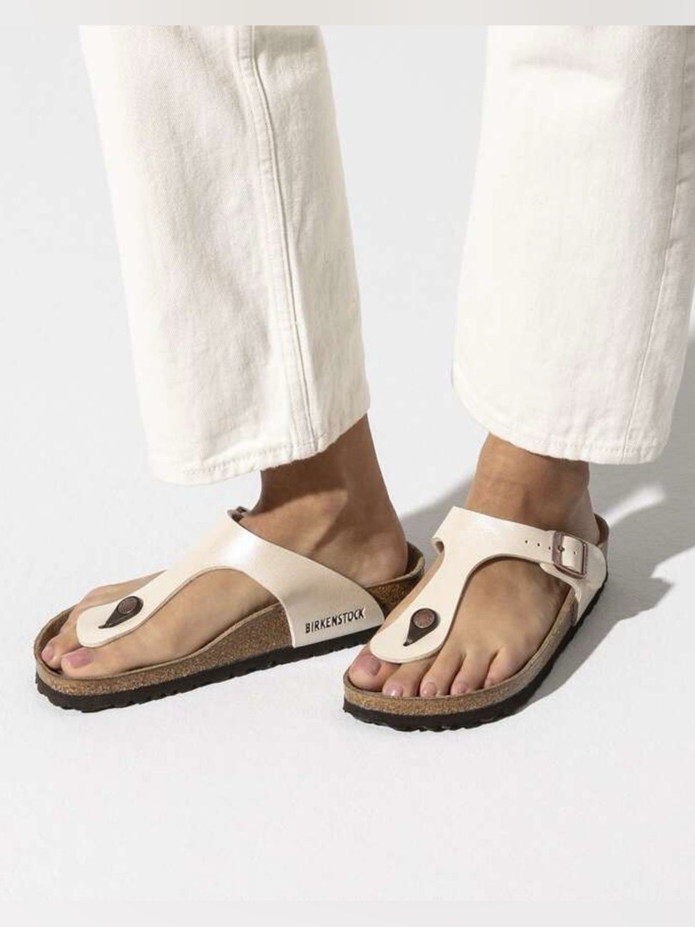 BIRKENSTOCK Gizeh Thong Sandals Shoes In  Graceful Pearl White 37/ 6 / 6.5